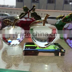 Optical K9 Crystal Round-polished Apple With Stand for Business Souvenirs;Decorative Luxuriant Apple Award Paperweight thumbnail-5