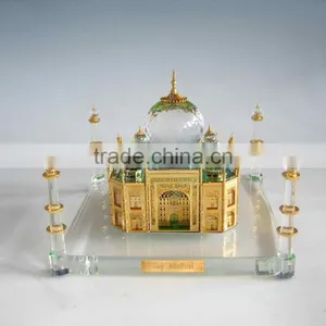 High Quality K9 Crystal Taj Mahal Model With 24k Gold Plating Metal JC0008 thumbnail-1