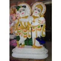 COUPLE RADHA KRISHNA STATUE HANDMADE OF POLY MARBLE HOME DECOR ART BEST GIFT thumbnail-1