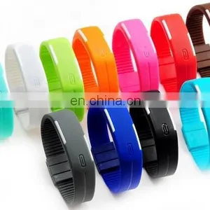 Wholesale Mix 10colors LED Touch Screen Bracelet Couple Tables Silicone Mini Electronic Watch New Fashion Men Women WATCH thumbnail-1