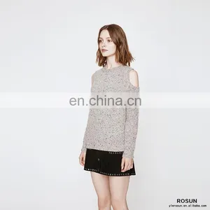 Women Newest Design Long Sleeve Pullover Off Shoulder Knitted Wear thumbnail-3