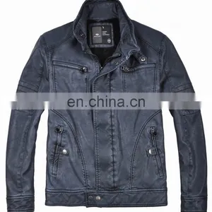 2015 Lastest Fashion Mens Handsome Fur Lined pu Leather Fur Coat thumbnail-1