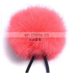 Cute Elastic Hair Ring With Rabbit Fur Pom Poms thumbnail-5
