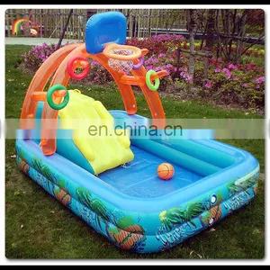 Inflatable Blow Up Toddlers Water Play Slide Swimming Pool Center With Basketball Game thumbnail-1