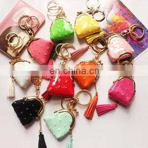 Color PU Creative Leather Small Wallet Keychain Bags Ornaments Tasseldecoration thumbnail-2