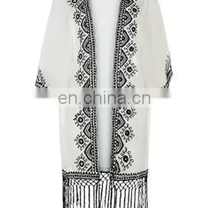 MONOCHROME EMBROIDERED KIMONO Latest Beach Kimono Soft Polyester Fabric Embroidered Kimono thumbnail-4