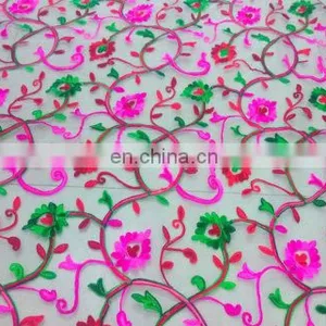 White Embroidered Fabric thumbnail-1