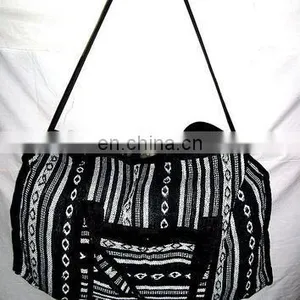 Handmade Neon Hand Woven Cotton Backpack Crossbody Bag Vegan Duffle Bag Gym Bag Luggage Suitcase Travel Bag Weekender Carry-On thumbnail-6
