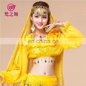 Indian Dance Tops Belly Dance Tops Tribal Dance Top Long Sleeves Belly Dance Tops S-3068# thumbnail-1