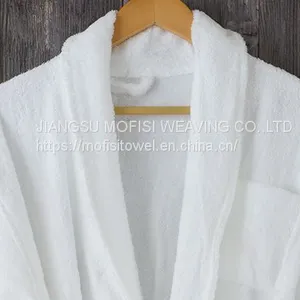 Terry 100% Cotton Bathrobe Shawl Collar White Long Hotel thumbnail-1
