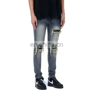 DiZNEW 2020 Knee Ripped Jeans Bulk Wholesale Guccibelt Mans Jeans thumbnail-3