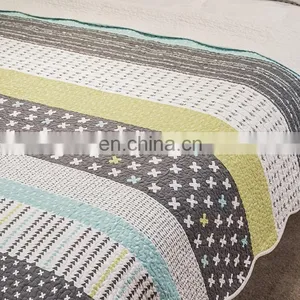 Luxury Vintage Plaid Floral Patchwork Bedsure Queen/King/Custom Size3-Piece Quilt Set Coverlet thumbnail-3