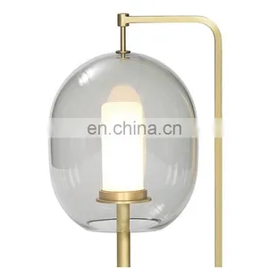 Wholesale Modern Amber Clear Glass Gold Metal Table Lamp For Hotel thumbnail-6