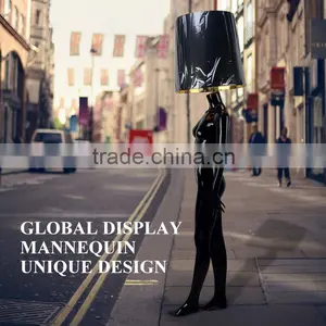 Fashional Window Display Model With Lamp Shape Head Black Female Women Fashion Mannequin thumbnail-6