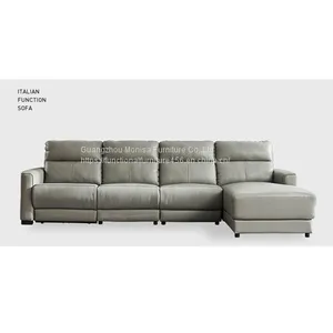 2022 Head Laminated Textured Cowhide Sofa Italian Minimalist Living Room Corner Function Sofa Modern Minimalist Leather Art Combination thumbnail-2