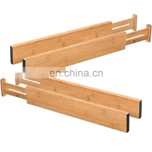 Bamboo Telescopic Divider Adjustable Kitchen 4 Drawer Organizer Partition Expandable Drawer Dividers thumbnail-2