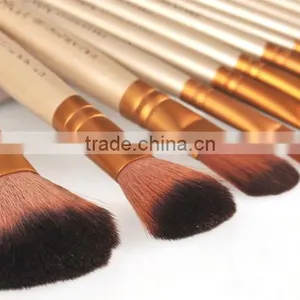 12pcsProfessional Makeup Brush Set With Natural Hair,make up Brush Set With PU Zipper Bag thumbnail-1