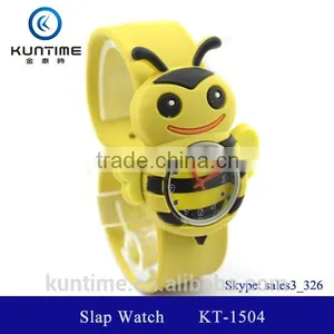 Cute Bee Slap Watch Glass Face Quartz Movt Silicone Strap Gift Wrap Slap Watch thumbnail-1