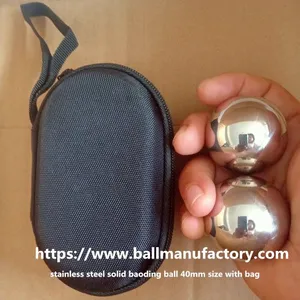 Metal Steel Health Ball Massage Ball Grade 304 Stainless Steel 40mm Size 500g/pair for Hand Exercise With Fabric Bag thumbnail-2