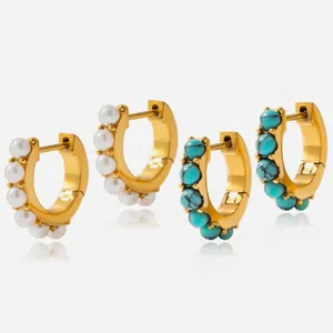 Geometric Hoop Earrings Stainless Steel Gold/Silver Plated Unisex thumbnail-3
