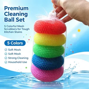 Reinforced Spherical Plastic Metal Scrubber Ball Anti‑Deform Kitchen Cleaning Ball Wholesale thumbnail-1