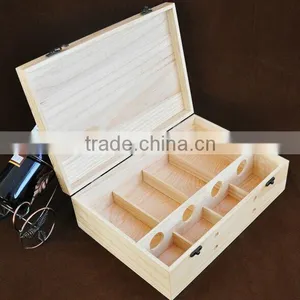 4 Bottles Pine Wood Wine Box Wooden Wine Bottle Gift Box thumbnail-1