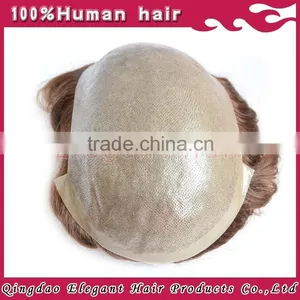 Top Quality 100% Remy Human Hair Super Thin Skin Toupee for Men thumbnail-1