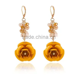2016 Sunnmer Tropical Style Fashion Crystal Enemaled Cheap Flower Drop Earrings thumbnail-4