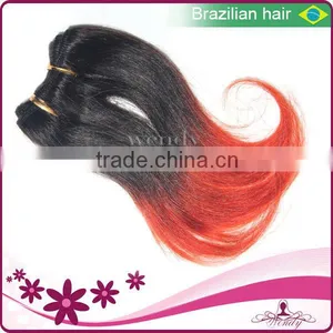 Ombre Black Fire Red Color Two Tone Brazilian Hair Weft thumbnail-1