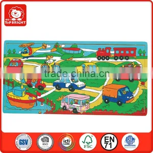 2014 Popular Child Toys Silk Screen Printing 21 Pcs Car Bus Plane Boat Design Custom Jigsaw Puzzle thumbnail-1