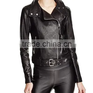 Grilled Style Motorcycle Leather Custom Woman Jackets thumbnail-1