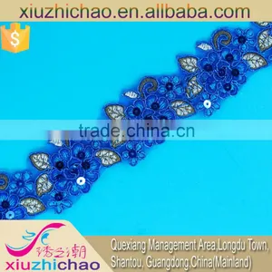 T0105-4A Factory Sale Polyester Sequins Embroidery Lace Trims Dress Decoration thumbnail-4