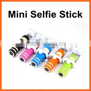 Mini Handheld Wired Remote Phone Selfie Stick Monopod Extendable For Android IOS thumbnail-1