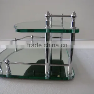 Metal Two-tier Vanity Tray With Rails Storage Mirror Trays thumbnail-1