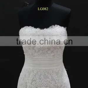 Real Factory Sample! Organza Drapping Belt Popular French Lace Applique Wedding Dress thumbnail-2