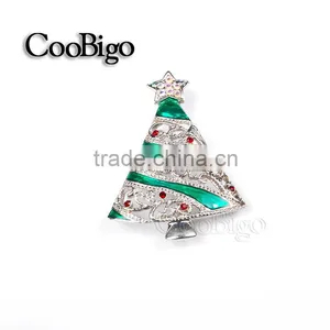 Fashion Jewelry Charming Rhinestone Christmas Tree Pin Brooch Silver Plated Christmas Party Promotion Gift Apparel Accessories thumbnail-1
