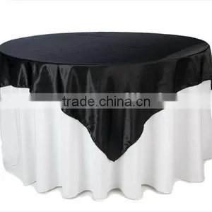 Black Satin Square Table Overlay for Weddings thumbnail-1