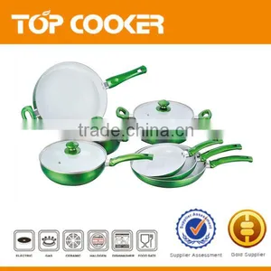 Green Metallic Painting Aluminum Alloy Non Stick Cookware Pans Pots thumbnail-1