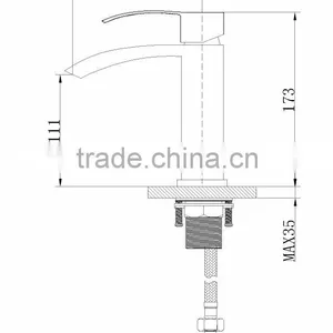 Deck Mounted Solid Brass Waterfall Hot and Cold Basin Tap 68 1101 thumbnail-4