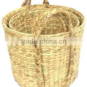 Water Hyacinth Storage Hamper Basket With Nice Handle thumbnail-1