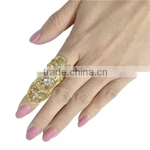Wholesale Gothic Fashion Women Knuckle Band Crystal Double Finger Ring thumbnail-2