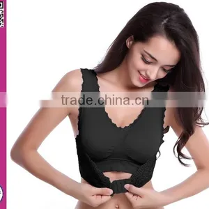 Yoga Fitness Sexy Floral Print Bra With Lace Ham Front thumbnail-3