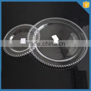 LXHY-P019 Size 13" Wedding Glass Crystal Pearl Beaded Charger Plate Quality Choice thumbnail-1
