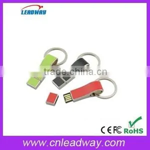 2015 New Different Colors Leather Pen Drive With Keyring thumbnail-1