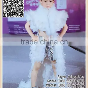 White Children Feather Costume For Stage thumbnail-1