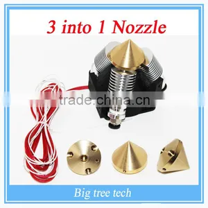 3D Printer Accessories 3 Into1 Out Multi Color Multi Nozzle Brass Nozzle Extruder Nozzles 0.4mm for 1.75mm thumbnail-1