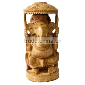 Lord Ganesh Wooden Sculpture thumbnail-1