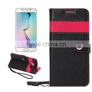 Luxury New Design Real Leather Wallet Mobile Phone Case For Samsung Galaxy S6 Edge thumbnail-1