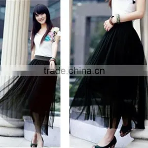 Fashion Women Bohemian Mesh Ball Gown Skirt A-Line Pleated Midi Swing Skirt thumbnail-4