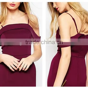 Plain Dye Slim Fit Slip Dress off Shoulder Long Evening Dress thumbnail-2